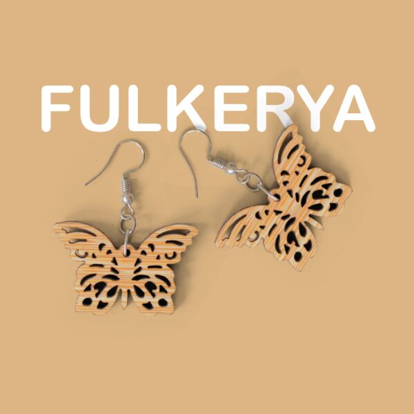 Wings of Nature – Intricately Cut Bamboo Butterfly Earrings - Image 4