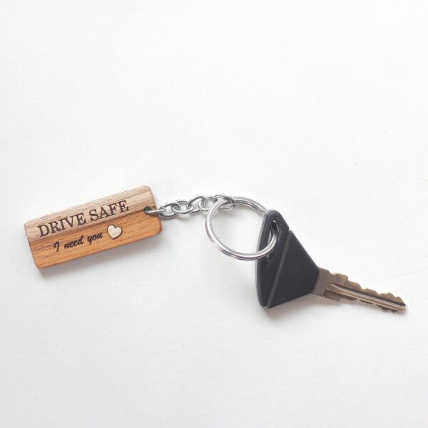 Drive Safe Wooden Keychain - Image 3
