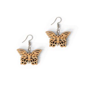 Wings of Nature – Intricately Cut Bamboo Butterfly Earrings