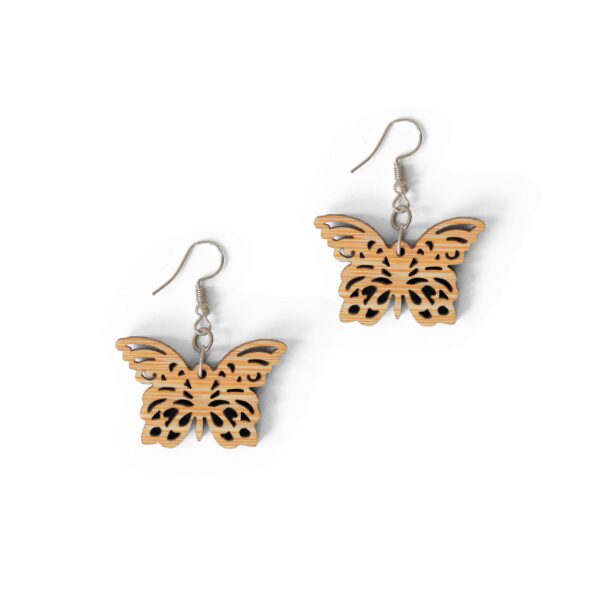Wings of Nature – Intricately Cut Bamboo Butterfly Earrings
