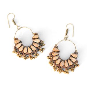 Wooden Chandbali Dhokra Brass Beads Earrings