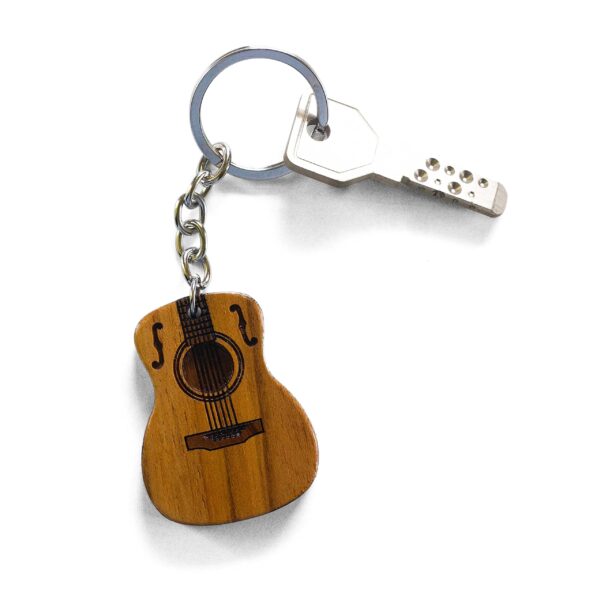 Wooden Guitar Keychain - Image 3