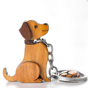 Wooden Dog Keychain