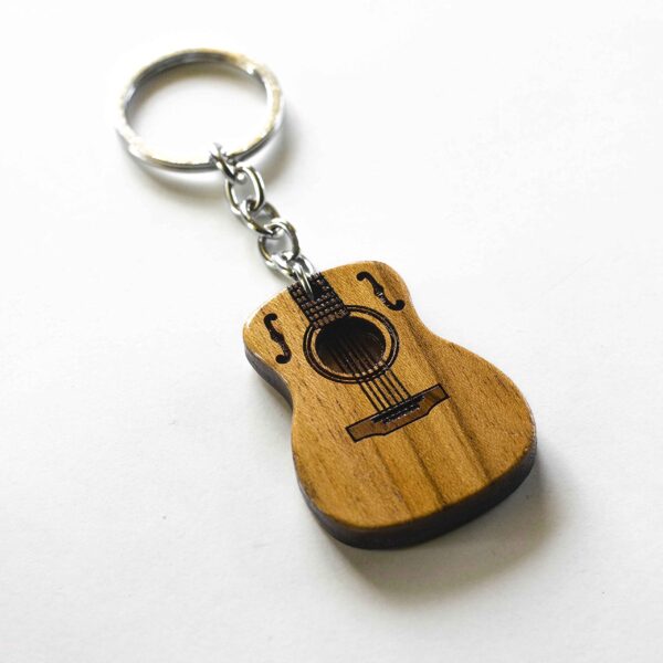 Wooden Guitar Keychain - Image 2