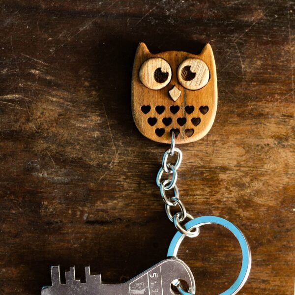Wooden Owl Keychain - Image 3