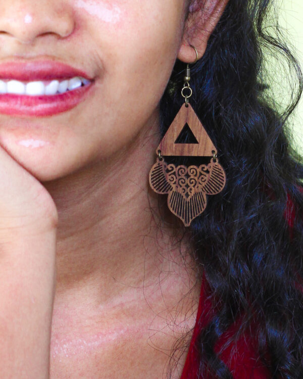 Ethnic Wooden Earrings for Women - Image 2