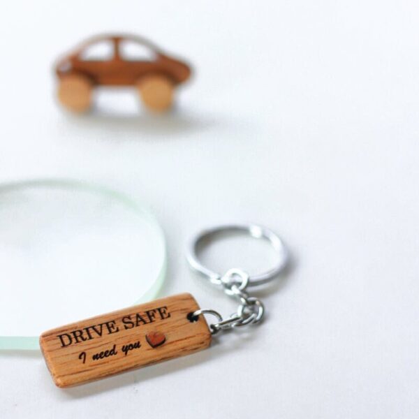 Drive Safe Wooden Keychain - Image 4