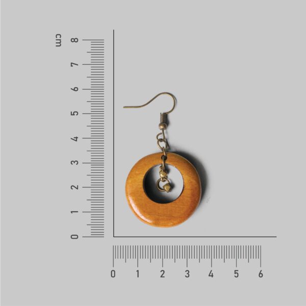 Boho Style Wooden Earrings with Brass Beads - Image 3
