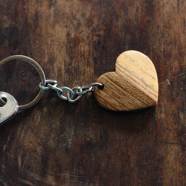 Wooden Heart Keychain