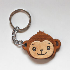 Eco-Conscious Wooden Monkey Keychain