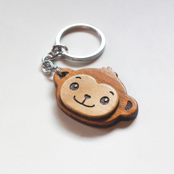 Eco-Conscious Wooden Monkey Keychain - Image 2