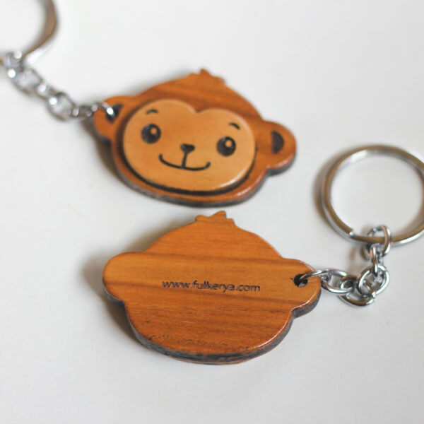 Eco-Conscious Wooden Monkey Keychain - Image 3