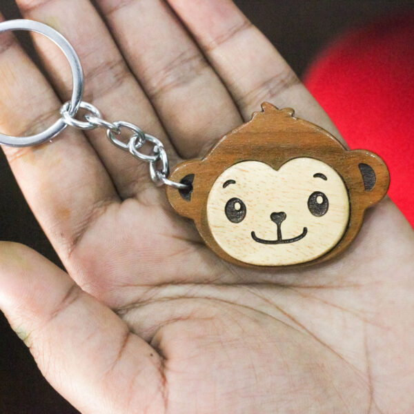 Eco-Conscious Wooden Monkey Keychain - Image 4
