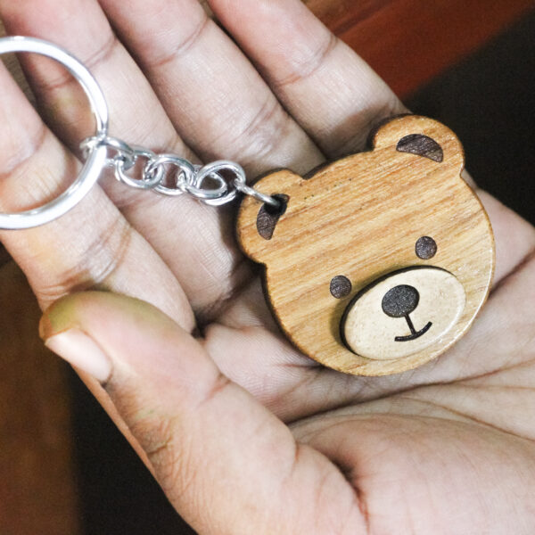 Eco-Conscious Wooden Bear Keychain - Image 4