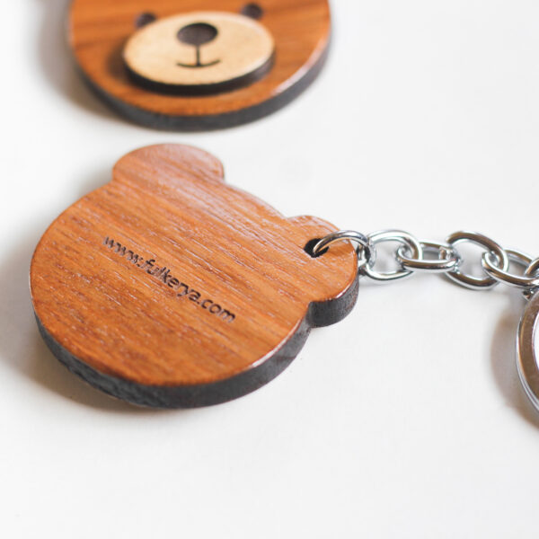 Eco-Conscious Wooden Bear Keychain - Image 3