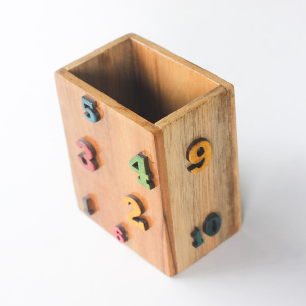 Wooden Pencil Holder with Decorative Numbers, Desktop Organiser for Coloured Pencils, Stationery Storage Box | Perfect for Birday Gifts for Kids, Teens & Adults - Image 6