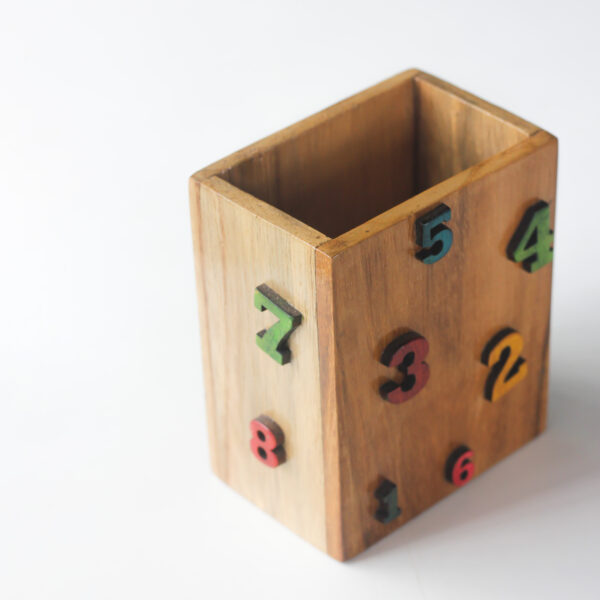 Wooden Pencil Holder with Decorative Numbers, Desktop Organiser for Coloured Pencils, Stationery Storage Box | Perfect for Birday Gifts for Kids, Teens & Adults - Image 4